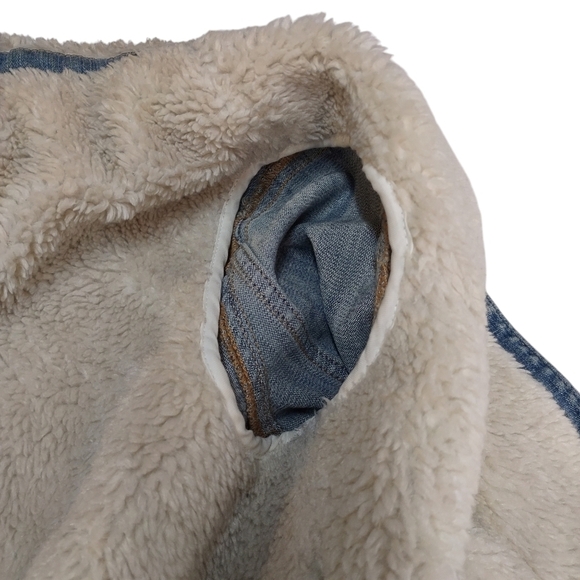 American Eagle Denim Jacket Women's Blue Denim Sherpa Lined Jacket Size X-small - Picture 8 of 10